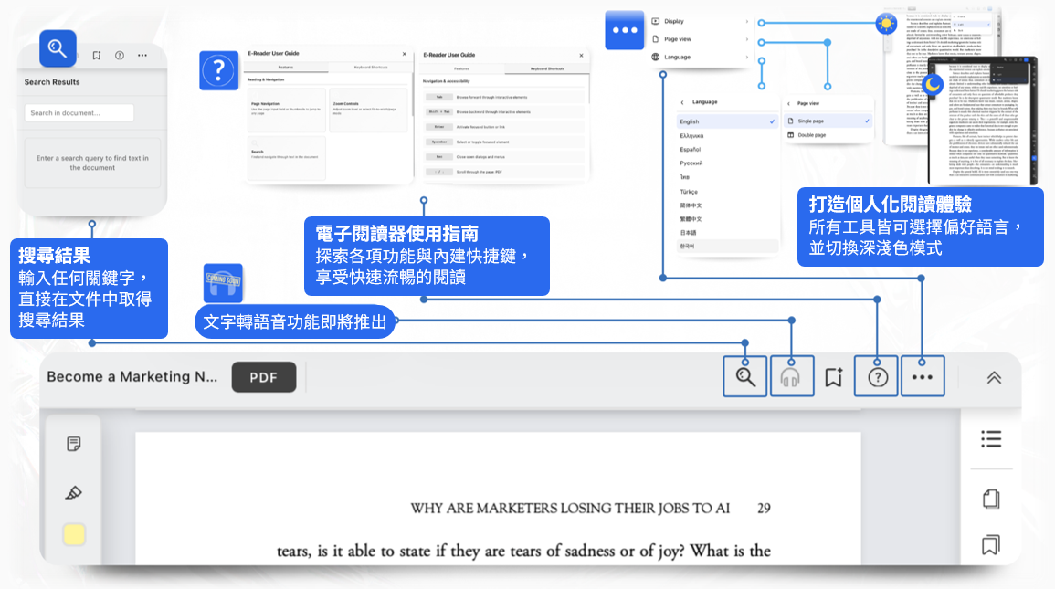 iReadr-1 iReadr 功能介面圖